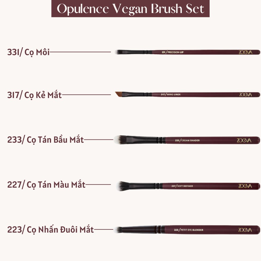 Bộ Cọ Trang Điểm Cá Nhân Cao Cấp 10 Cây ZOEVA Opulence Vegan 10 0133